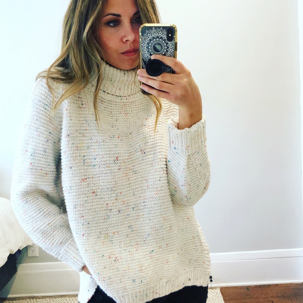 Chunky Turtle Neck White Sweater White Size Small